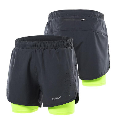 

Lixada Mens 2-in-1 Running Shorts Quick Drying Breathable Active Training Exercise Jogging Cycling Shorts with Longer Liner