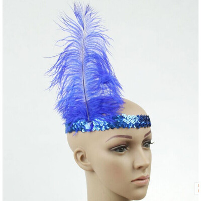 

Feather Headband 1920s Flapper Sequin Headpiece Costume Head Band Party Favor Headwear