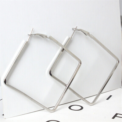 

EK163 European Hyperbole Big Square Circle Hoop Earrings for Women Jewelry Geometric Rhombus Earrings Brincos  Bijouterie