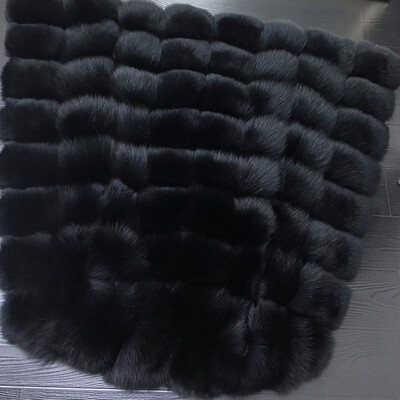 

Real fur long coat winter womens coat warm natural fox fur jacket furry striped fashion design hot sale discount price