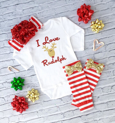 

Christmas Baby Boy Girl Infant RomperHeadbandLeg Warmer 3Pcs Outfit Clothes