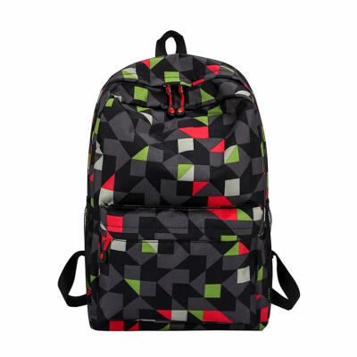 

Waterproof Backpack Women Men Geometric Print Travel Shoulder School Bags