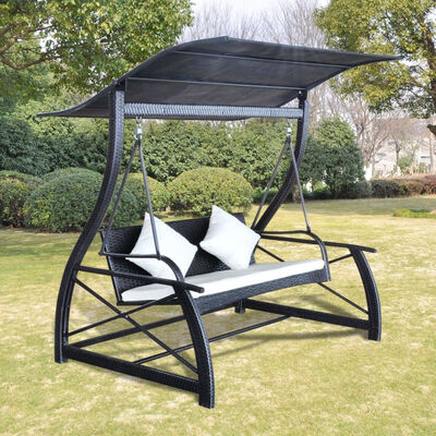 

Garden Swing Chair Poly Rattan Black 657"x512"x70