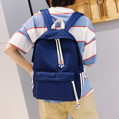 

2019 new canvas backpack student bag large capacity solid color multi-pocket backpack computer Korean version of the tide men&women
