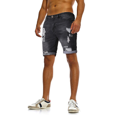 

Tailored Summer Fashion Mens Hole Stretch Casual Print Slim Denim Shorts Pants