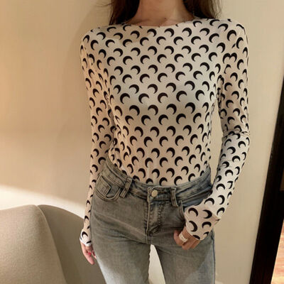 

Fashion Women Sheer Mesh See-through Long Sleeve Crop Top T Shirt Blouse Shirts