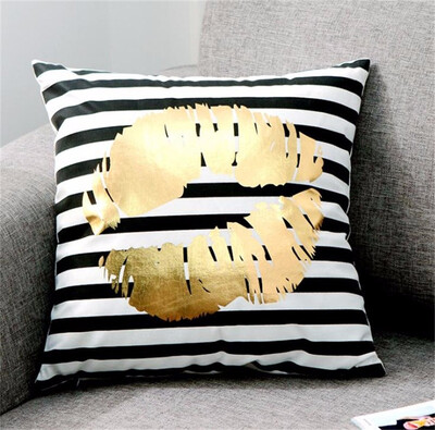 

Nordic Design Geometric Pattern Bronzing Gold Cushion Decorative Pillow Home Decor Sofa Throw Pillow