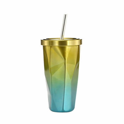 

500ML Stainless Steel Mug Fashion Travel Accompanying Cup Coffee Cup Straw