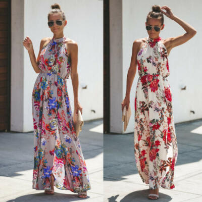 

Women Summer Boho Long Maxi Dress Evening Cocktail Party Beach Dresses Sundress