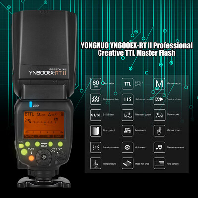 

YONGNUO YN600EX-RT II Professional Creative TTL Master Flash Speedlite 24G Wireless 18000s HSS GN60 Support Auto Manual Zooming