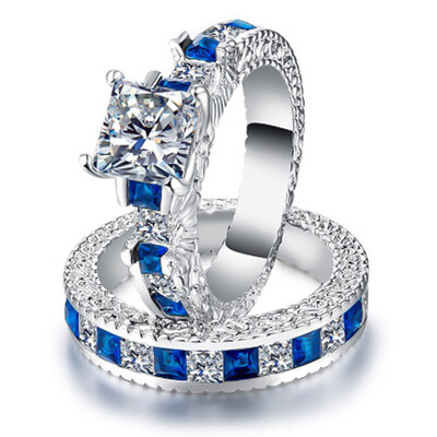 

Fashion Couple Rings Set Jewelry White Sapphire Wedding Ring Jewelry