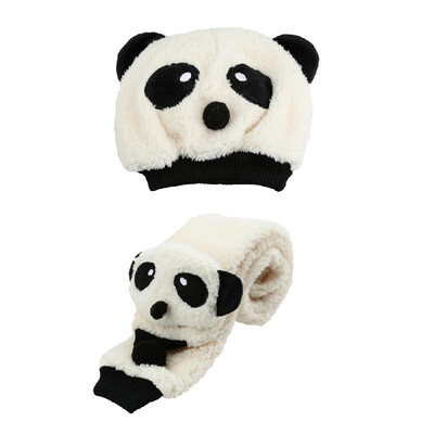

Winter Toddler Girl Boy Cute Panda Hat Scarf Set Fleece Beanie Warm Cap Unisex Two-Piece Set