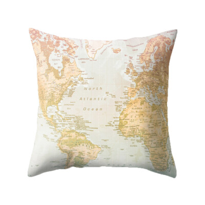 

1818Inch Fashion Modern World Map Square Throw Pillow Case Sofa Cushion Cover Home Decor