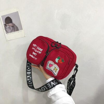 

Tailored Female Wild Small Bag Student Cute Cartoon Fashion Canvas Shoulder Messenger Bag