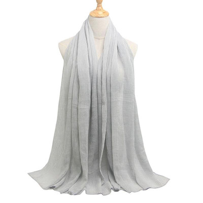 

Women Solid Pleated Scarf Hijabs Oversized Large Muslim Middle East Islam Long Scarves Shawls