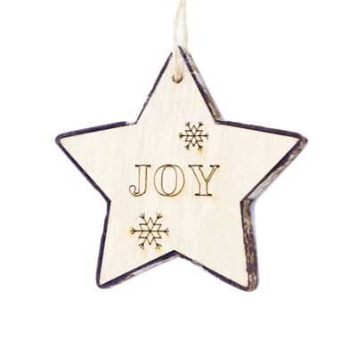 

Christmas Tree Pendant Bark Pentagram Carving Letters Snowflake Carved Wooden Round Pendant Indoor Holiday Decoration