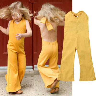 

Toddler Kids Baby Girls Clothes Romper Jumpsuit Playsuit Flared Pants Outfits