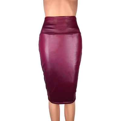 

Women Ladies PU Leather High Waist Pencil Bodycon Midi Skirt Party Club Dress