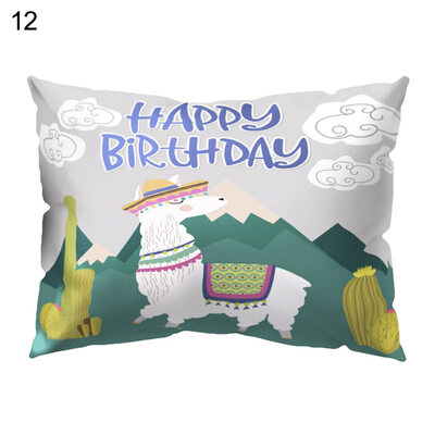 

Cute Cartoon Alpaca Pillow Case Waist Throw Cushion Cover Bedroom Decoration