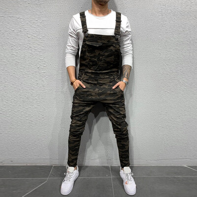 

Gobestart Mens Pocket Jeans Overall Jumpsuit Streetwear Overall Suspender Pants