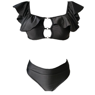 

Roseonmyhand Womens Two Piece Ruffles Sexy Split Swimsuit Bikini Swimsuit Beachwear