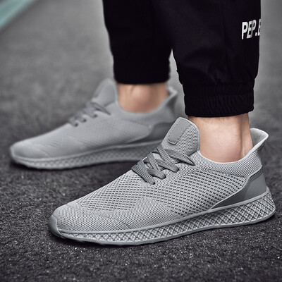 

Mens shoes new Korean version of black wild mens sports shoes large size 46 breathable flying woven running shoes