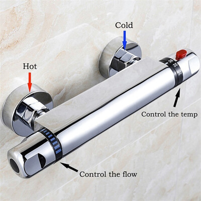 

Thermostatic Shower Mixer Valve Bar Exposed Chrome Round Modern Bathroom