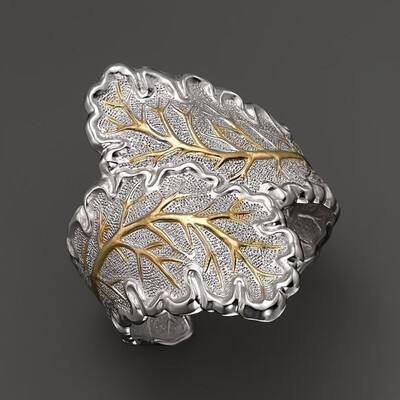 

Vintage Fashion Delicate Leaf Micro Inlay Silver Finger Open Rings