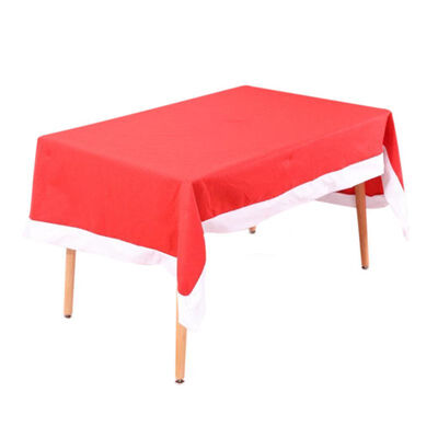 

New Year Tablecloth Decoration Solid Color Long Red Christmas Tablecloth Christmas Supplies Cloth