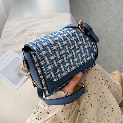 

Womens bag new fashion Nizi plaid small square bag shoulder Messenger bag casual wild girl tide bag