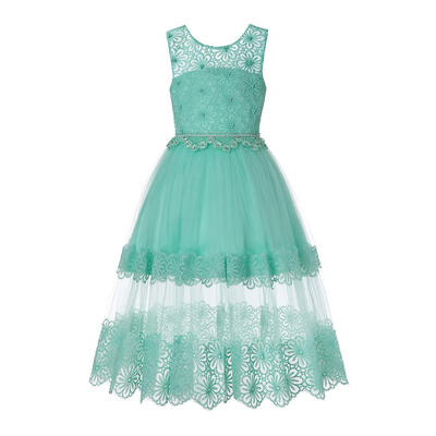 

Kids Girl Lace Flower Side Dress Evening Princess Sleeveless Party Wear