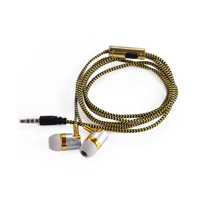 

MP3mp4 Roping Stereo 35mm Subwoofer In Ear Earbud 12M Reflective Fiber Cloth Line Metal Earphone