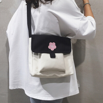 

Female bag 2019 new wave summer small fresh canvas bag Japanese ins super fire girl fashion single shoulder Messenger bag