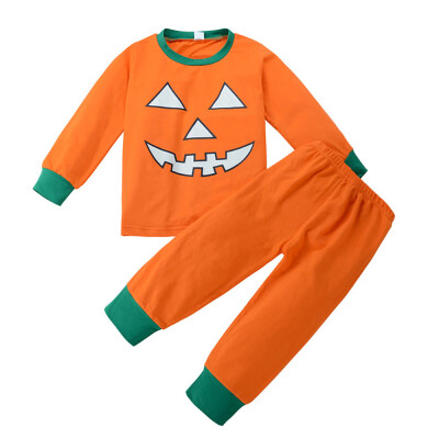 

Toddler Baby Boys Girls Pumpkin Devil T shirt TopsPants Halloween Outfits Set