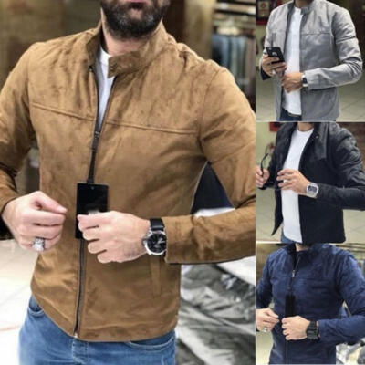 

Men&39s Leisure Suede Fabric Jacket Biker Jackets Motorcycle Coat Fit Outwear Tops