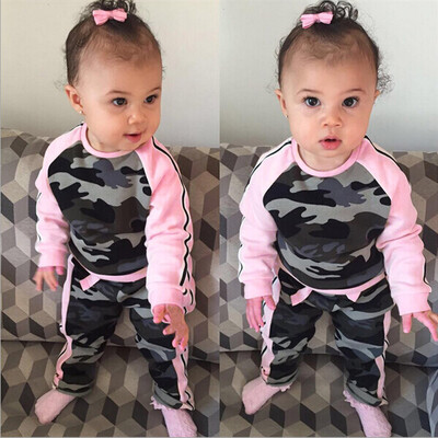 

Cute Camouflage Newborn Baby Kids T-shirt TopLong Pants Outfit Clothes Set 90