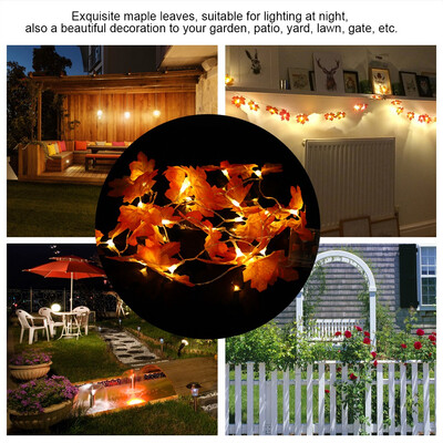 

20 PCS Maple Leaves Lights String Lighting Decoration LED Bulbs with Battery Box Maple Leaves for Garden