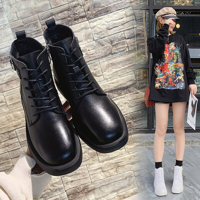 

The first layer of leather Martin boots womens autumn&winter new leather boots side zipper b