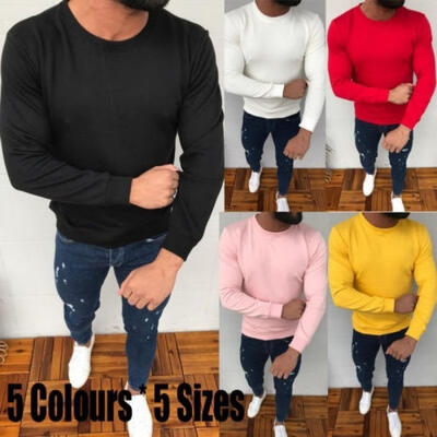 

Mens Slim Fit Long Sleeve T-Shirt Casual Sweater Shirt Jumper Tops Muscle Tee