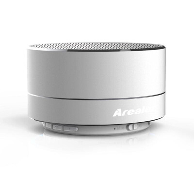 

Arealer A10 Mini Metal Speaker Bluetooth Stereo Speaker FM Radio w LED Lamp Mobile Loudspeaker Hands-free w Mic TF Card Slot Sil