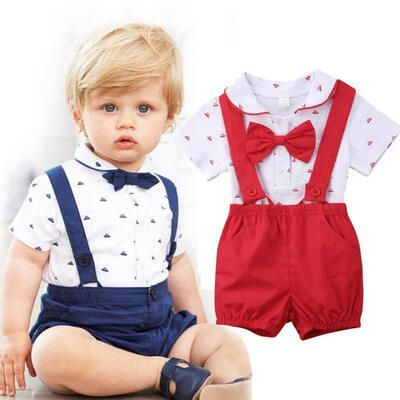 

0-24M Toddler Baby Boys T-shirts TopsBib Pants 2PCS Set Overalls Outfit Clothes