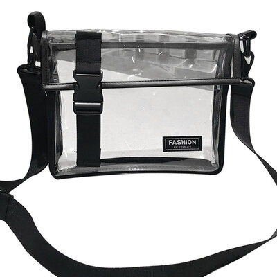

Fashion Womens Transparent PVC Square Buckle Strap Crossbody Shoulder Bag