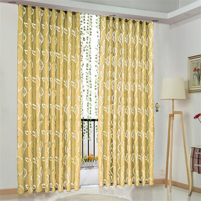 

Gobestart 2 PCS Vines Leaves Tulle Door Window Curtain Drape Panel Sheer Scarf Valances
