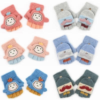 

Kids Solid Mittens Kid Stretchy Knitted Gloves Winter Warm Baby Children Gift