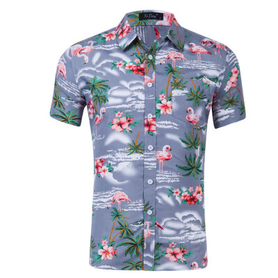 

Hawaiian Shirt Mens Allover Coconut Tree Print Beach Aloha Party New