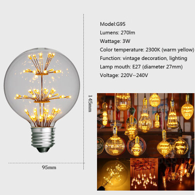 

E27 Vintage Retro Filament Edison Screw Antique Industrial Lamp Light Bulb 3W US