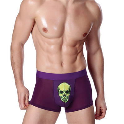 

Mens Modal Sexy Silk Printing Breathable Boxers Underwear Taste 3D Skull Pattern 6 Colors Optional