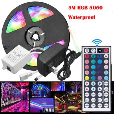 

〖Follure〗5M RGB 5050 Waterproof LED Strip light SMD 44 Key Remote 12V