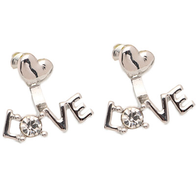 

Smooth Peach Heart LOVE Diamond Stud Earrings