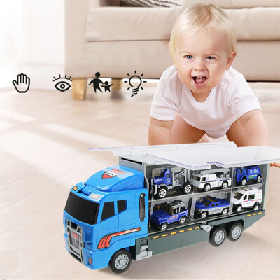 

Tailored Carrier Truck Toy Car Transporter Includes 6 Metal Cars Toy for Boys Great Gift